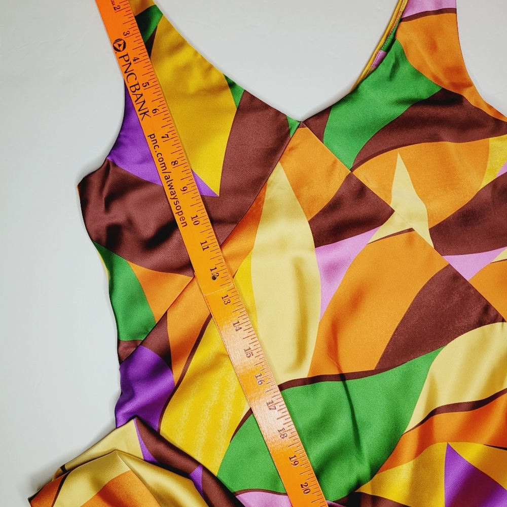JOIE MULTICOLOR SATIN ABSTRACT PRINT Y2K Maxi Dress Size XS V-Neck Sleeveless - Picture 5 of 8